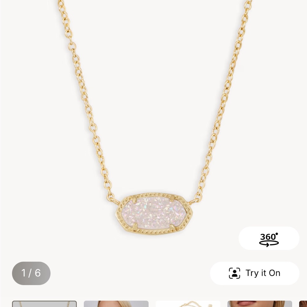 Kendra Scott Elisa Gold Necklace with Iridescent Drusy Pendant